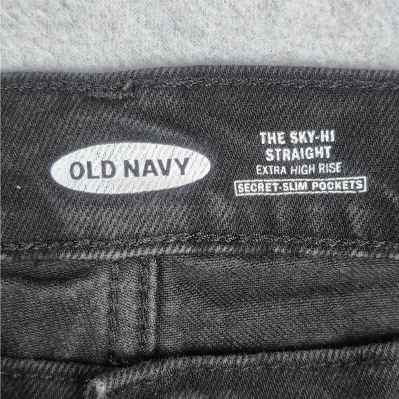 Old Navy Womens Size 14 Sky-Hi Straight Black Boyfriend Jeans 32" Waist - Picture 7 of 16
